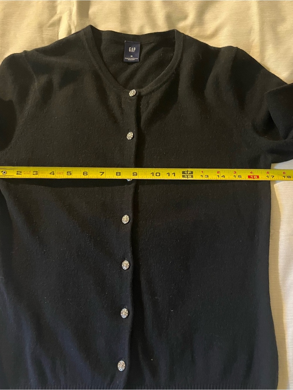 GAP Women's Black Button-Up Cardigan Sweater Rhinestone Buttons Whimsical - Picture 3 of 4
